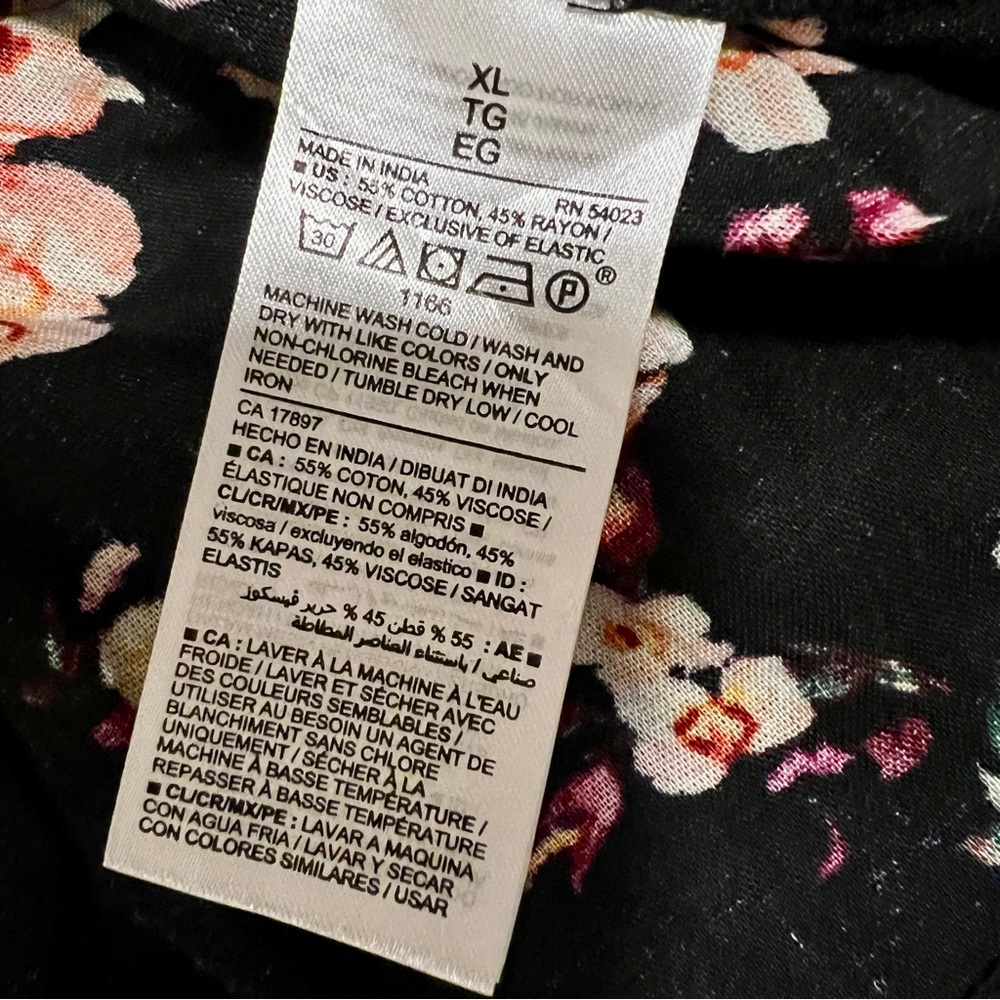 New Old Navy Floral Cotton Knit Puff Sleeve Smocked‎ Peplum Ruffle Boho Top XL - Picture 10 of 13